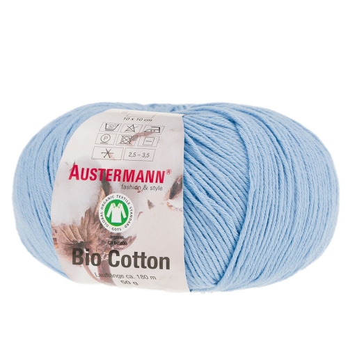 Bio Cotton Baumwollgarn von Austermann 50g-Knäuel Fb. 26 hellblau