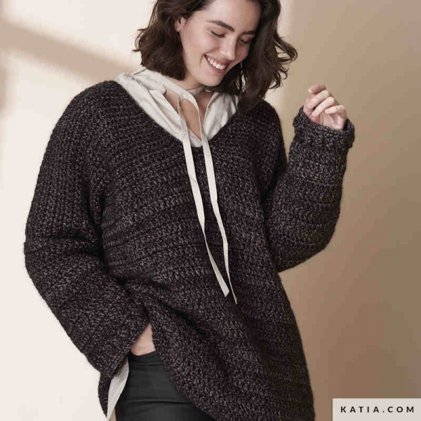 Pullover aus Wolle Eden von Katia Concept Farbe 107 malve